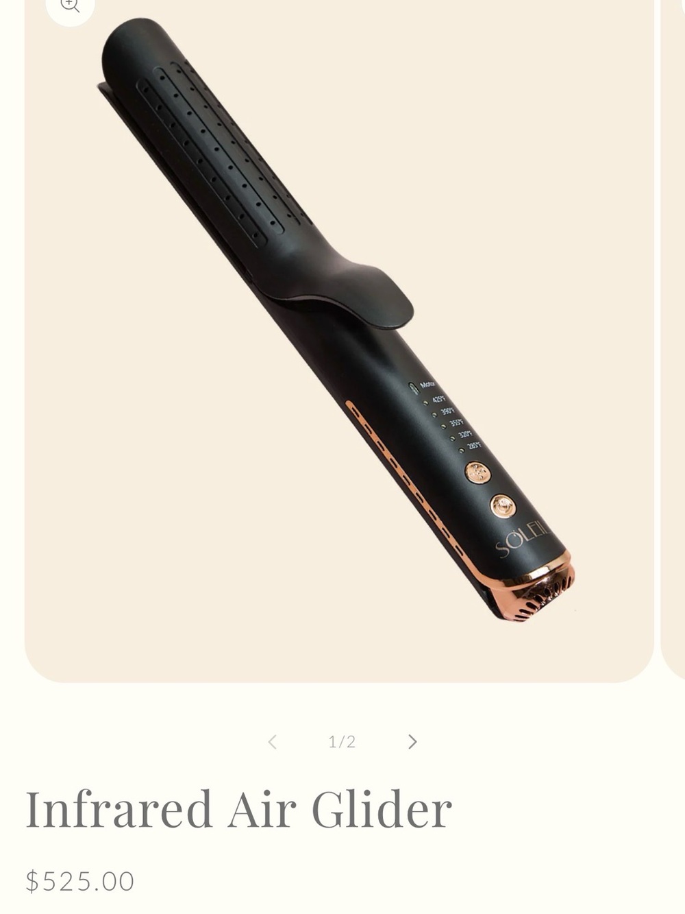 Soleil Infrared Air Glider Hair Styler - Black with Rose Gold Accents